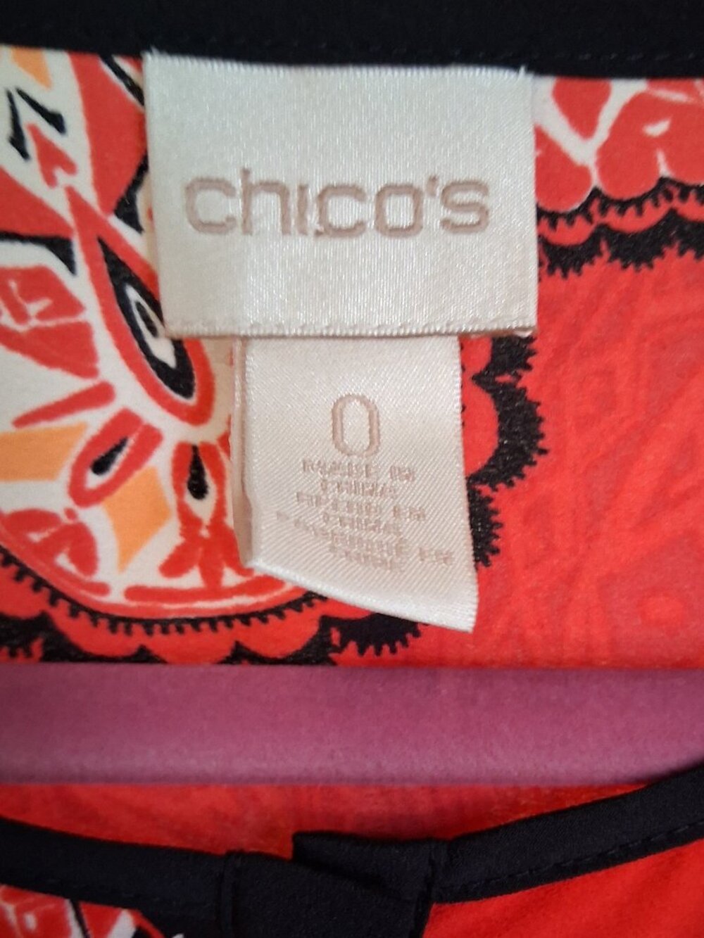 Chico’s Cold Shoulder Ruffle Bell Sleeve Blouse Size 0 Orange Mandala Paisley - Picture 9 of 9